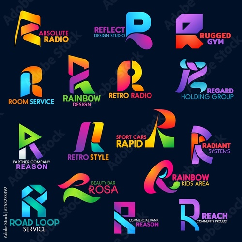 Corporate identity R icons creative color gradient