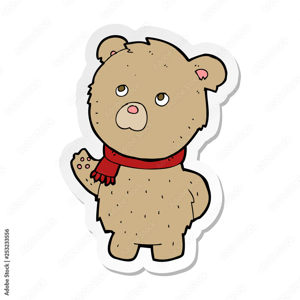 sticker of a cartoon teddy bear sticker of a cartoon teddy bear