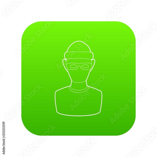 Theft icon green vector isolated on white background