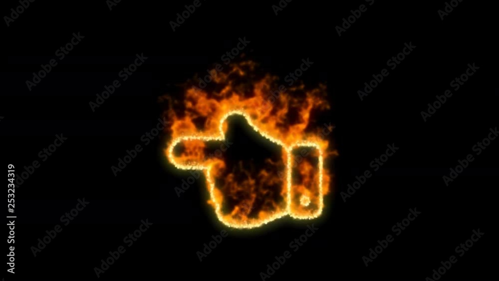 hand point left symbol inflames. Then disappears. In - Out loop. Alpha channel Premultiplied - Matted with color black hand point left symbol inflames. Then disappears. In - Out loop. Alpha channel Premultiplied - Matted with color black