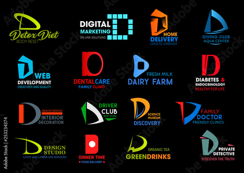 Corporate business identity, letter D icons signs