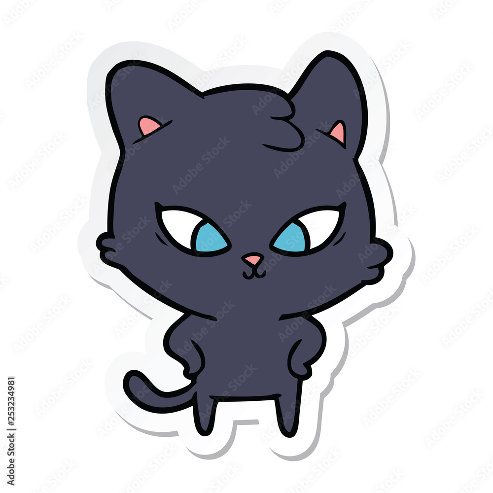 sticker of a cute cartoon cat