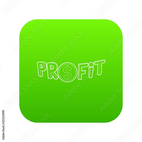 Profit word with a dollar sign icon green vector isolated on white background