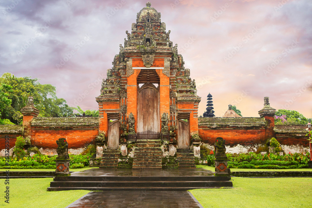 Indonesia, Bali, Entrance to the temple complex of Pura Taman Ayun. The  temple of Pura Taman