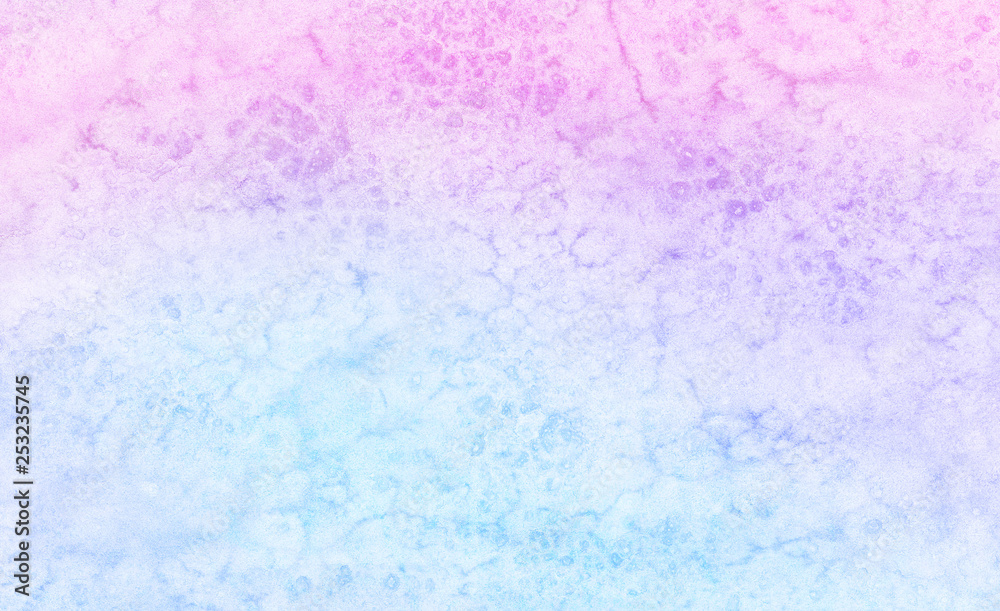 Abstract pastel colors wet effect hand drawn canvas. Grunge light sky pink, purple and blue shades aquarelle background. Watercolor paper textured illustration for design, vintage card, templates.