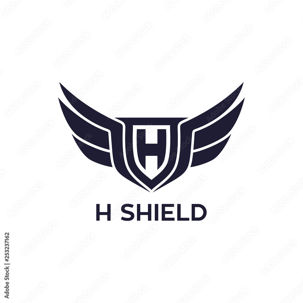 Shield H wit Wing Logo Design Shield H wit Wing Logo Design