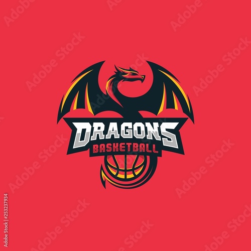 Dragon Basketball Design concept Illustration Vector Template