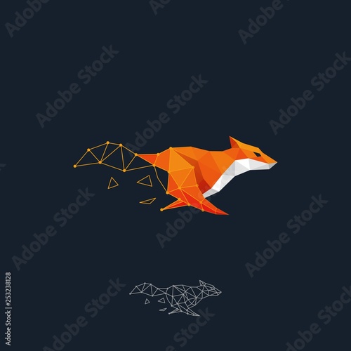 Running Fox Color Design concept Illustration Vector Template
