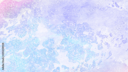 Frost textured pastel light blue  purple and pink shades watercolor background. Grunge aquarelle paint paper canvas for design  vintage card  template. Multicolor gradient handmade illustration