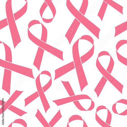 Pink Ribbon seamless Pattern cancer medical background vector illustration