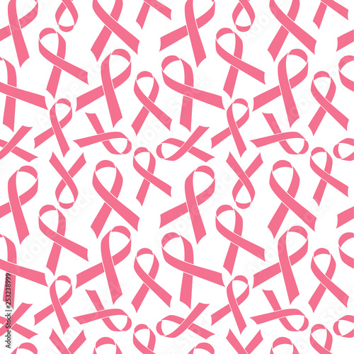 Pink Ribbon seamless Pattern cancer medical background vector illustration