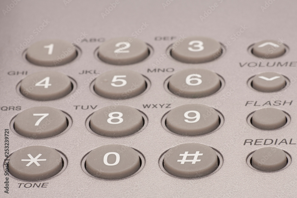 Close up shot of grey phone keypad Close up shot of grey phone keypad