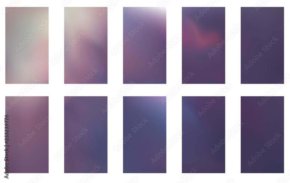 Abstract gradient mesh backgrounds. Easy editable trendy soft colored vector illustration.