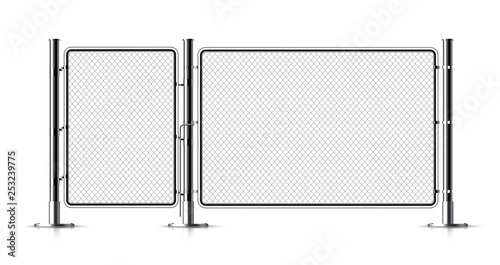 Realistic metal chain link fence.