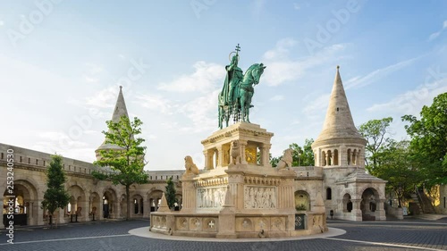 Bronze statue of Stephen I in Budapest, Hungary time lapse photo