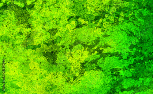 Abstract cosmic bright neon green northern lights watercolor background. Paper textured aquarelle canvas for modern creative design. Hand drawn texture water color paint illustration