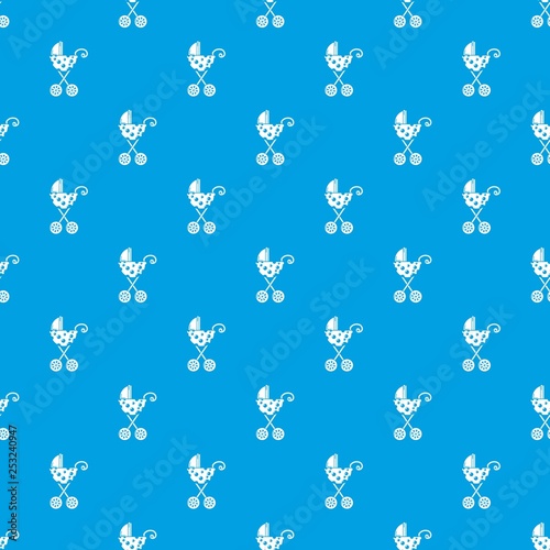 Baby carriage elegant pattern vector seamless blue repeat for any use