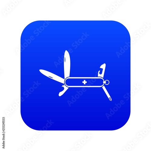 Swiss multipurpose knife icon digital blue for any design isolated on white vector illustration