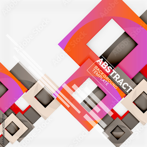 Color square composition with text. Geometric abstract background