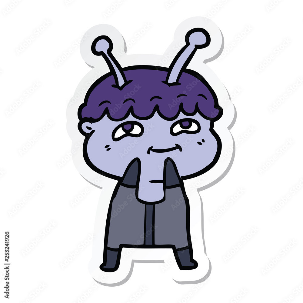 sticker of a friendly cartoon spaceman sticker of a friendly cartoon spaceman