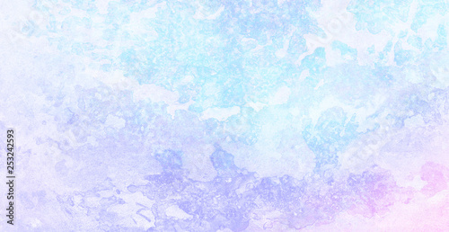 Frost textured pastel light blue  purple and pink shades watercolor background. Grunge aquarelle paint paper canvas for design  vintage card  template. Multicolor gradient handmade illustration