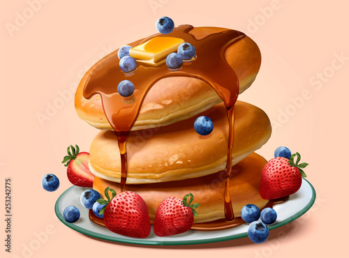 Souffle pancake with dripping honey