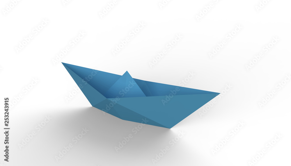 Folding boats Blue and business leaders ideas and isolated on white background - 3d rendering Folding boats Blue and business leaders ideas and isolated on white background - 3d rendering