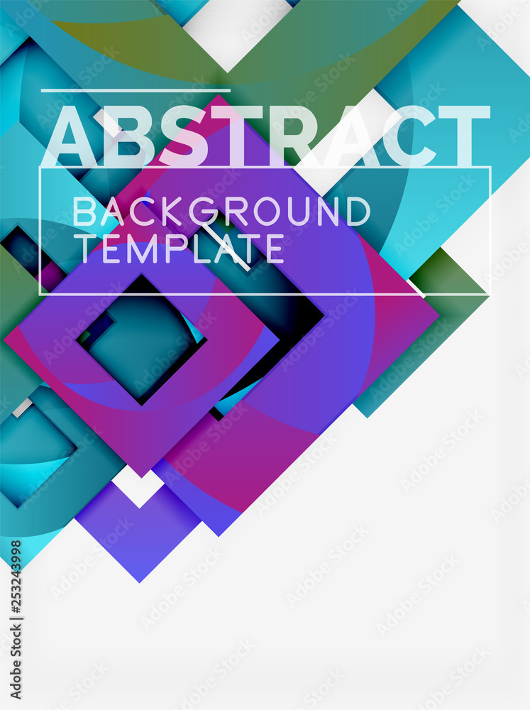 Obraz premium Color square composition with text. Geometric abstract background