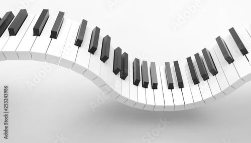 Piano keyboard Musical Art Concept and isolated on white background - 3d rendering