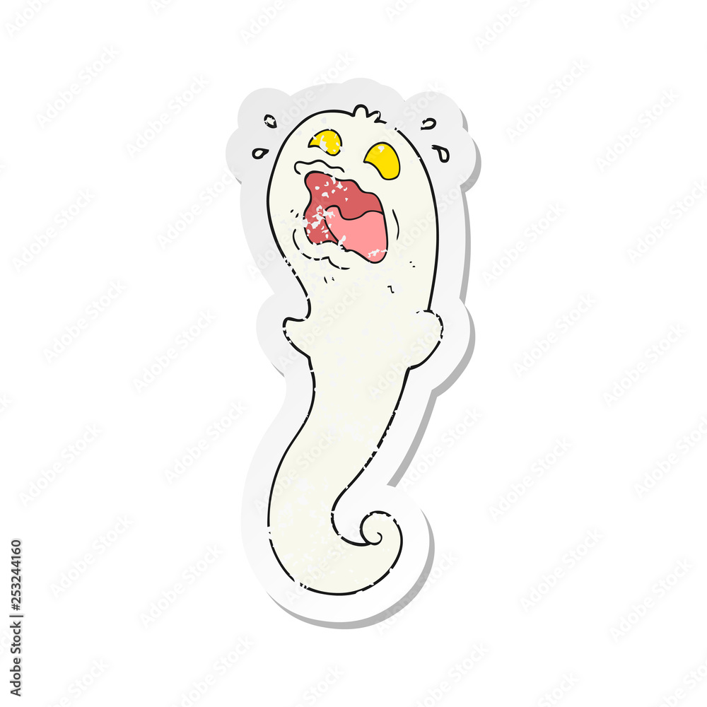 retro distressed sticker of a cartoon halloween ghost retro distressed sticker of a cartoon halloween ghost