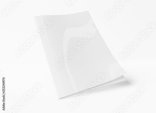 Isolated white magazine cover mockup on white 3d rendering