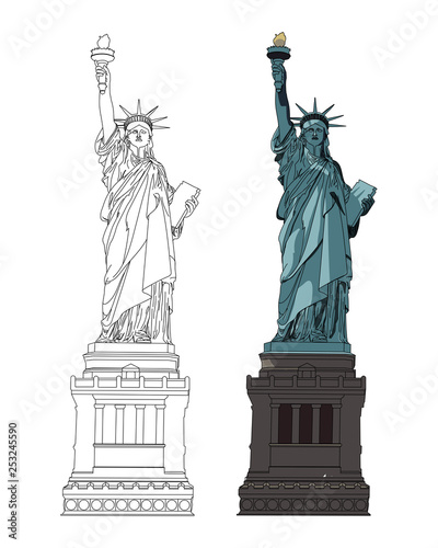 Statue of liberty vector illustration. USA freedom icon. Manhattan  USA