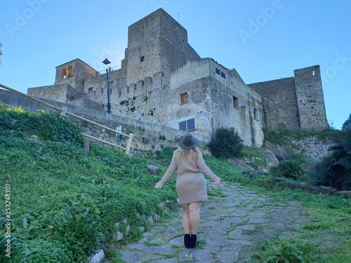 girl in front of Castle photo