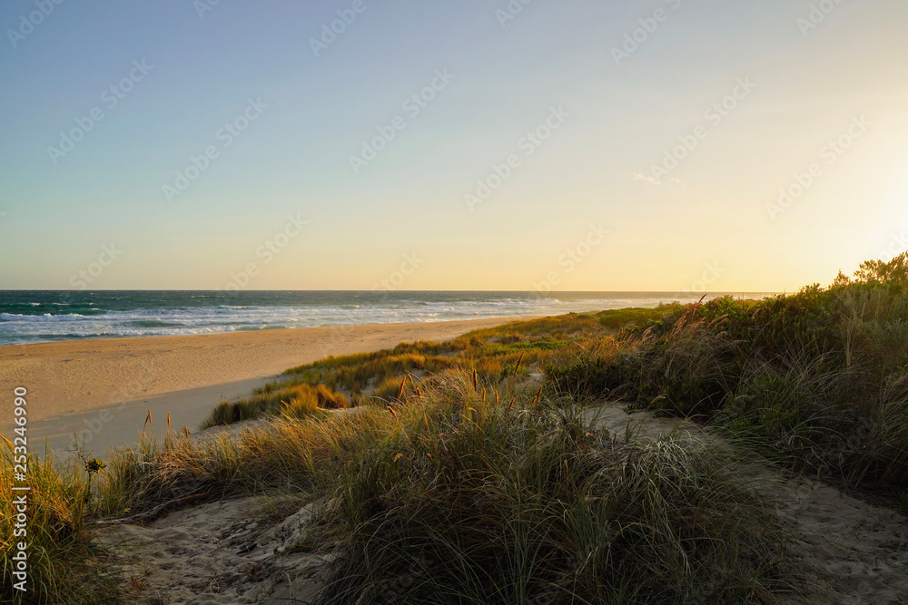 Beautiful view beach of lakes entrance with sunset in Victoria, Australia