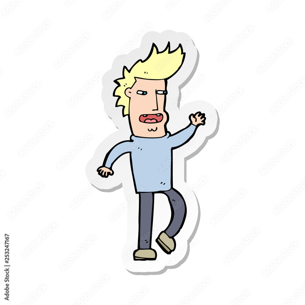 sticker of a cartoon loudmouth man