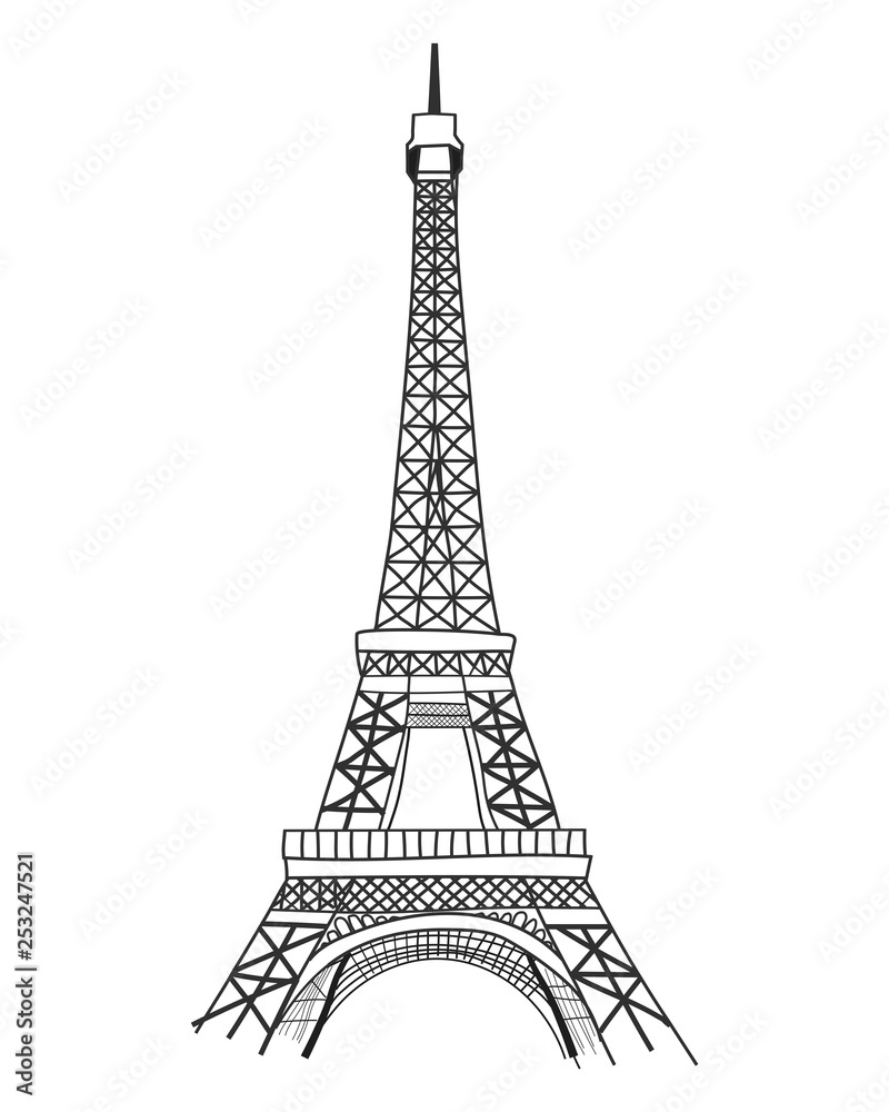 Eiffel tower isolated vector illustration. Paris icon
