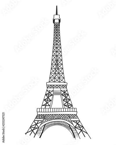 Fototapeta Naklejka Na Ścianę i Meble -  Eiffel tower isolated vector illustration. Paris icon