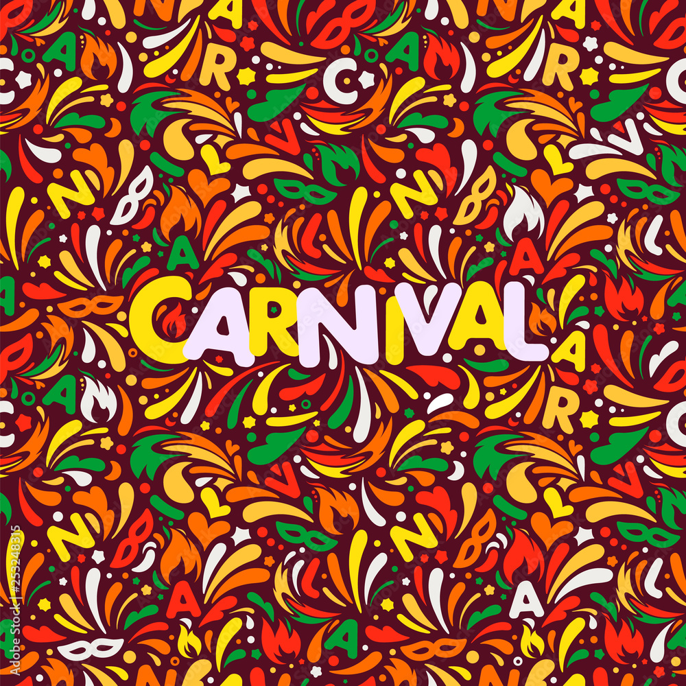 Colorful abstract banner. Traditional carnaval design template with lettering logo