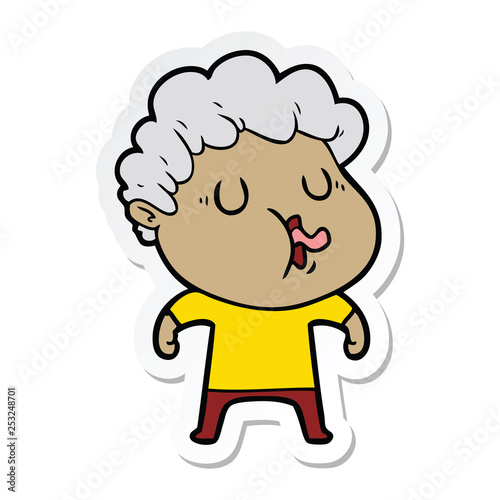 sticker of a cartoon man singing