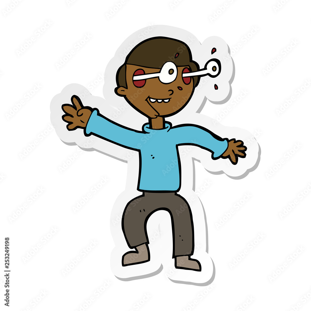 sticker of a cartoon amazed boy sticker of a cartoon amazed boy