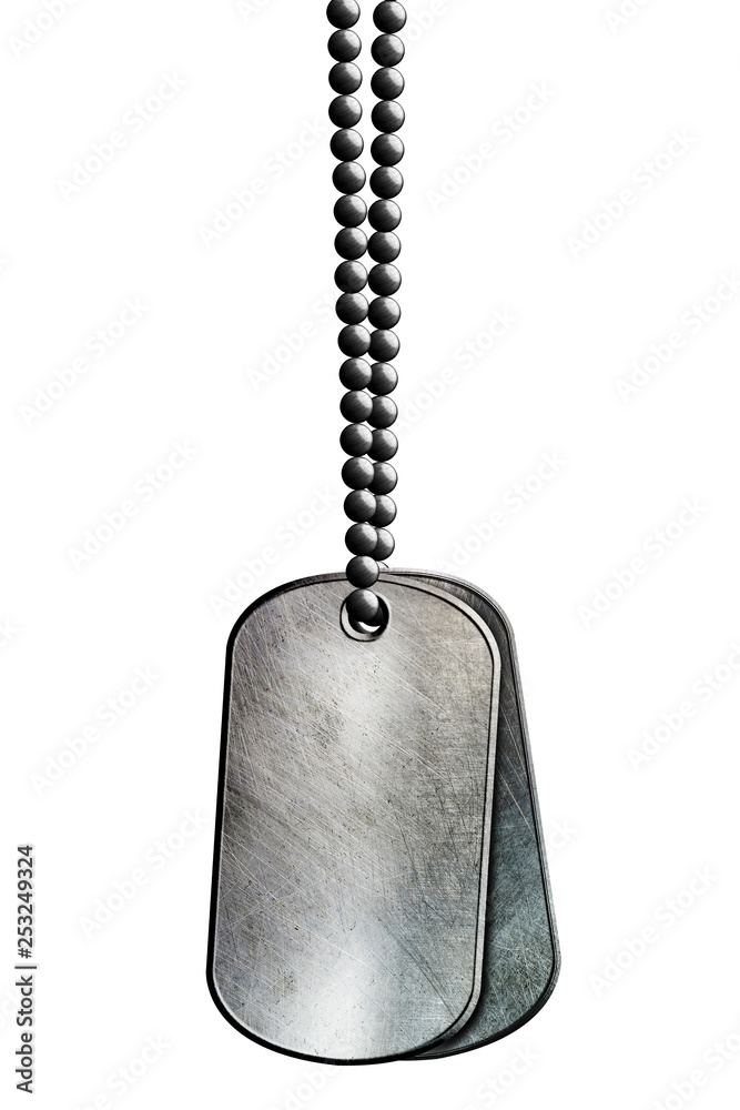 Fototapeta premium chrome metal tag and necklace. i