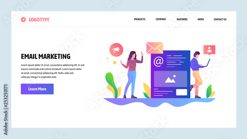 Vector web site design template. Digital and email marketing. Advertisement and spam. Landing page concepts for website and mobile development. Modern flat illustration.