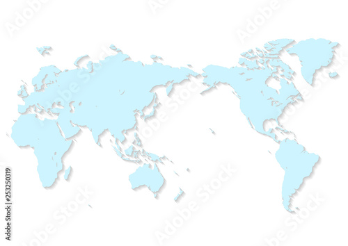 白色の背景と水色の世界地図