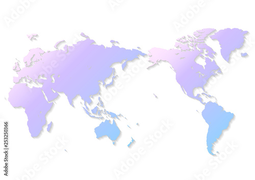 白色の背景と薄いピンクと青色の世界地図