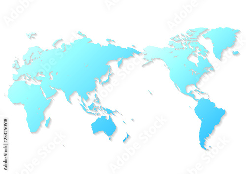 白色の背景と青いグラデーション世界地図