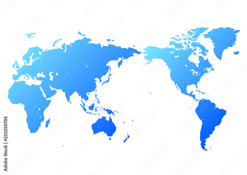 白色の背景と青いグラデーション世界地図