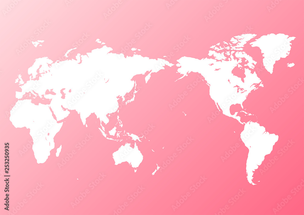 ピンク色の背景グラデーションと白い世界地図