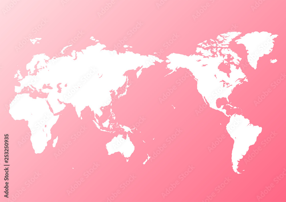 ピンク色の背景グラデーションと白い世界地図 ピンク色の背景グラデーションと白い世界地図