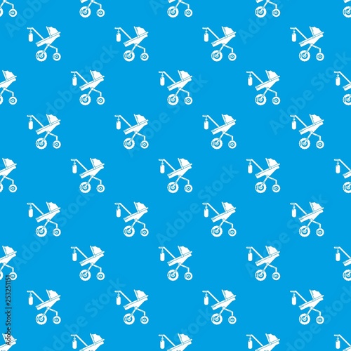 Baby carriage classy pattern vector seamless blue repeat for any use