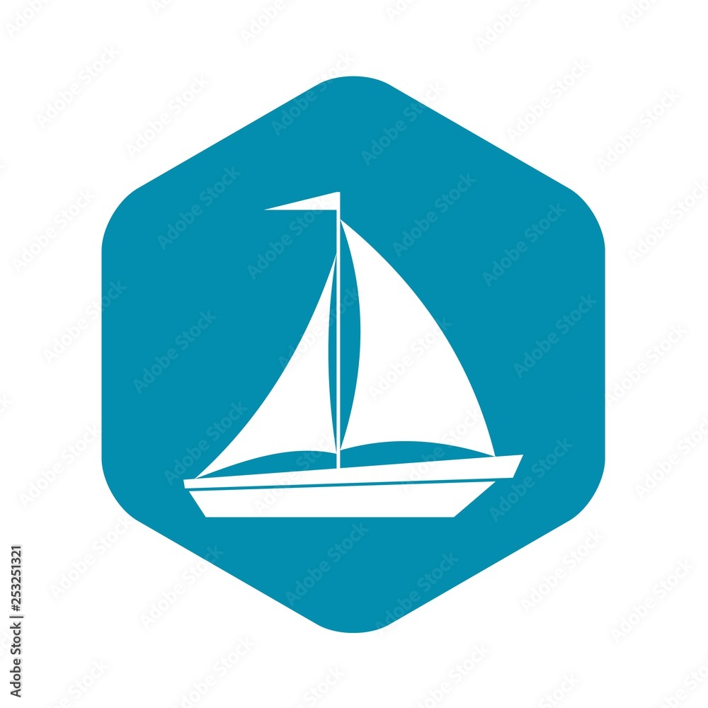 Boat with sails icon in simple style isolated on white background. Sea transport symbol
